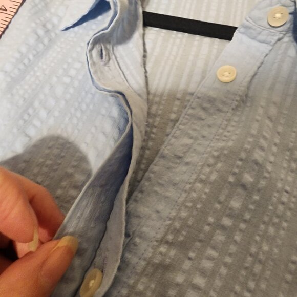 Nordstrom Seersucker Pajamas NWT Blue Small- Missing button, spots on pants - Picture 5 of 16